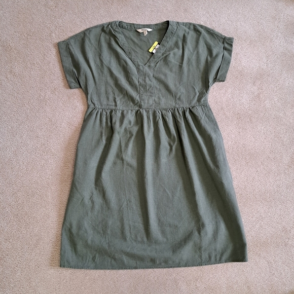 NWT Briggs New York Green Linen Dress Small V-neck Short Sleeved - Picture 16 of 16